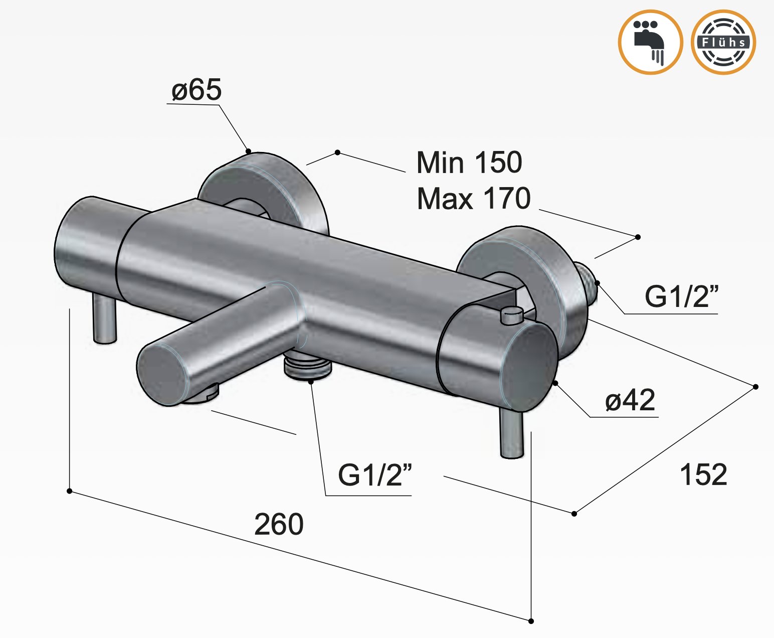 Hotbath Cobber Thermostaatkraan - Wand Montage - Verouderd messing - B022AB - Afbeelding 2