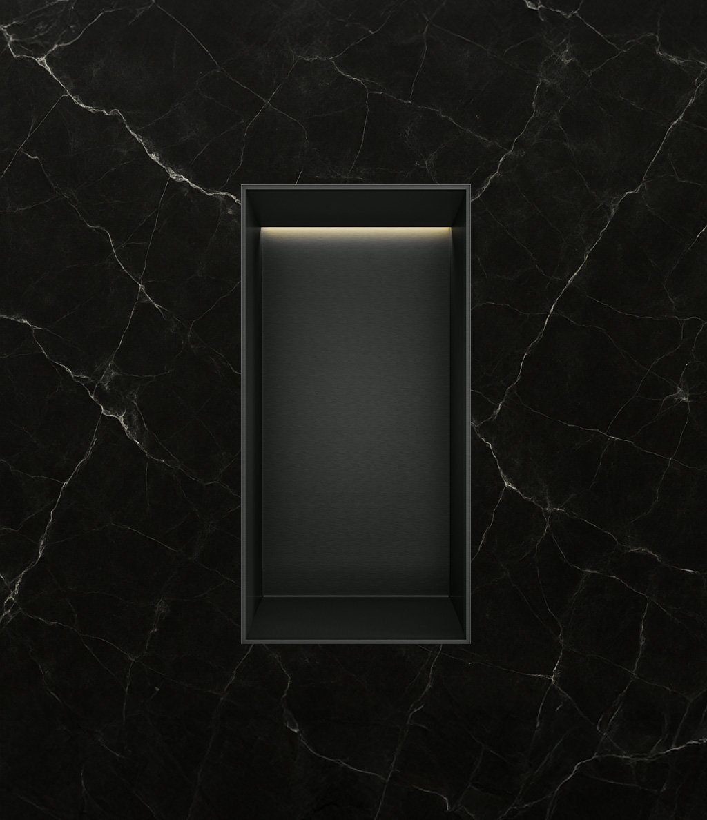 Hotbath &More inbouwnis 30x15x10cm - zonder frame - LED verlichting - Geborsteld zwart PVD - BOX015FLMBP - Afbeelding 2