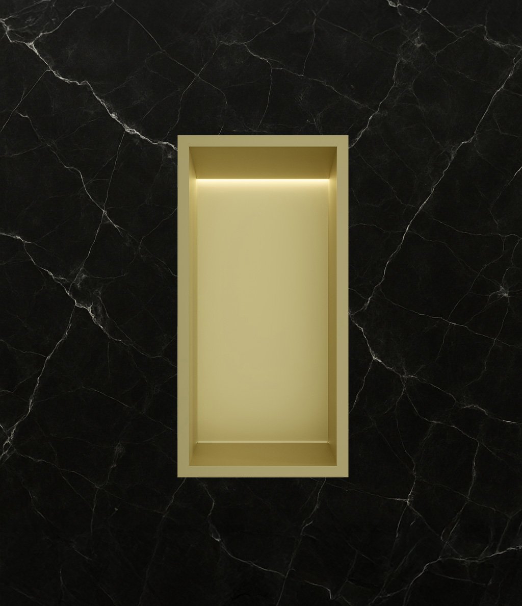 Hotbath &More inbouwnis 30x15x10cm - met frame - LED verlichting - geborsteld messing PVD - BOX015LBBP - Afbeelding 2