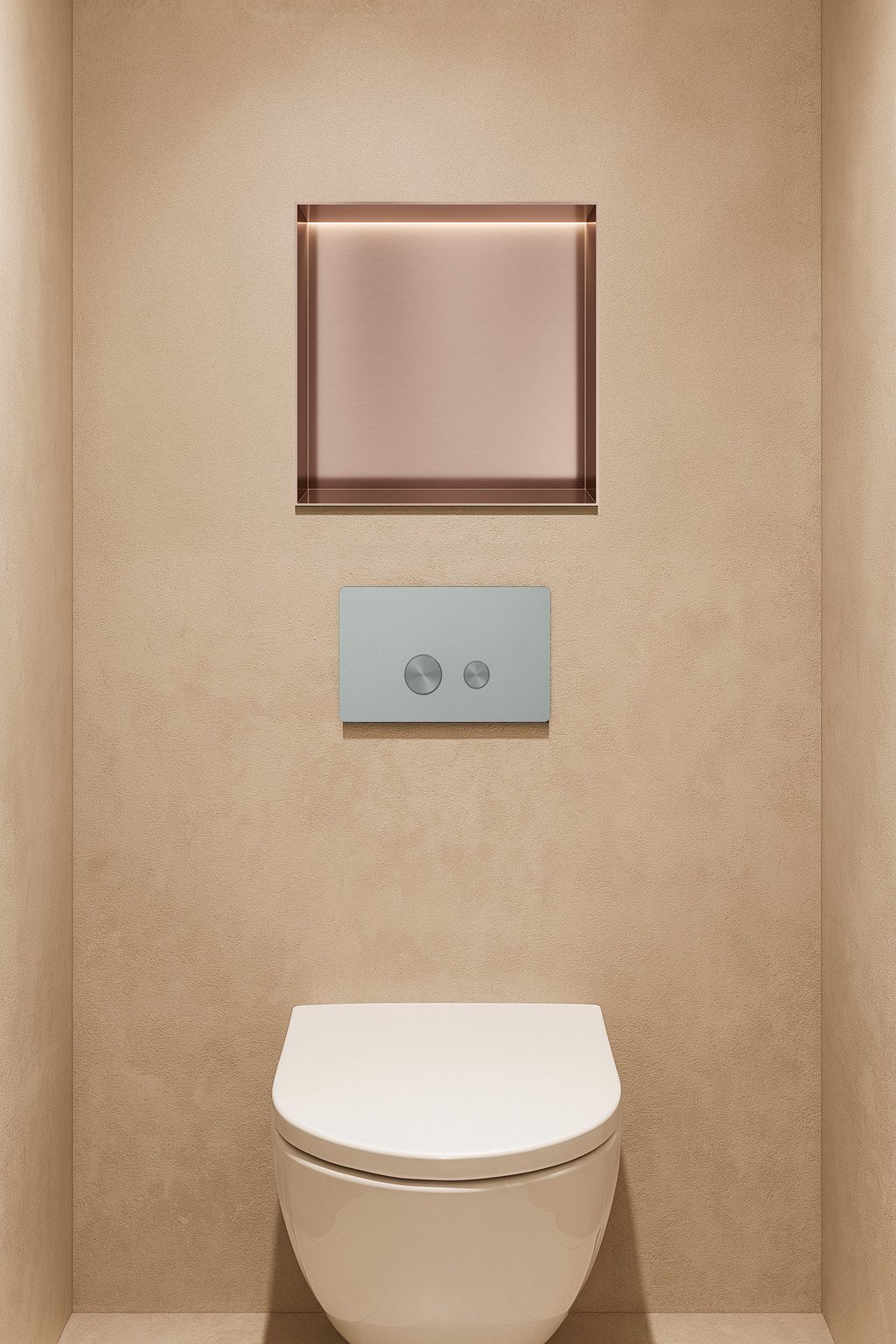 Hotbath &More inbouwnis 30x30x10cm - zonder frame - LED verlichting - geborsteld koper PVD - BOX030FLBCP - Afbeelding 2