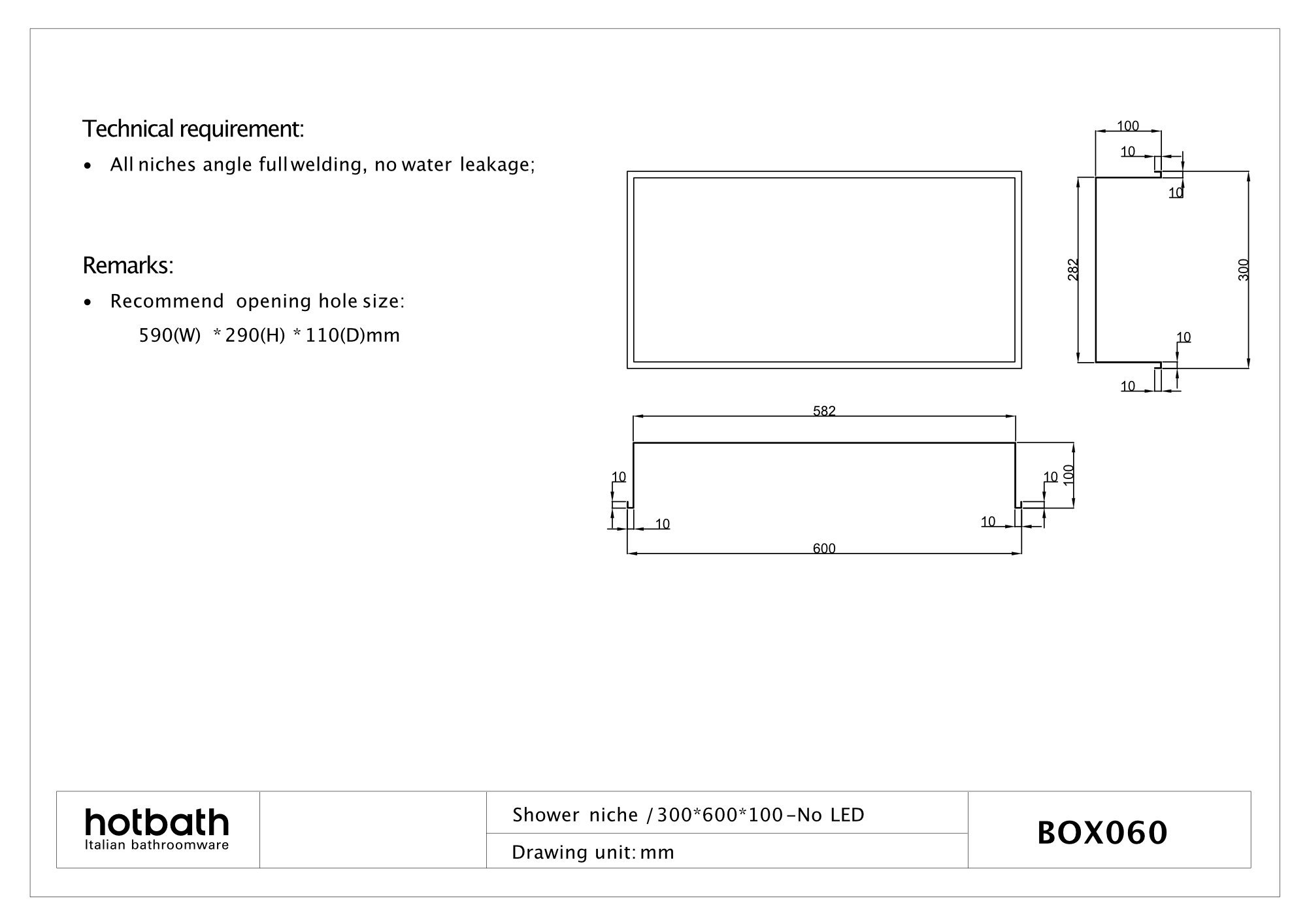 Hotbath &More inbouwnis 30x60x10cm - tuscan bronze - BOX060TB - Afbeelding 3