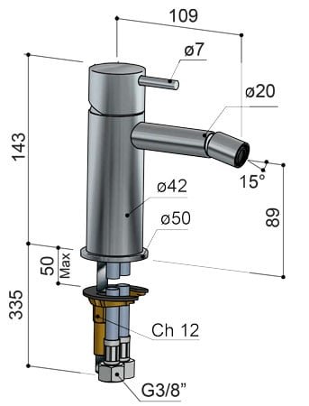 Hotbath Cobber Bidetkraan - Geborsteld koper PVD - CB018BCP - Afbeelding 3