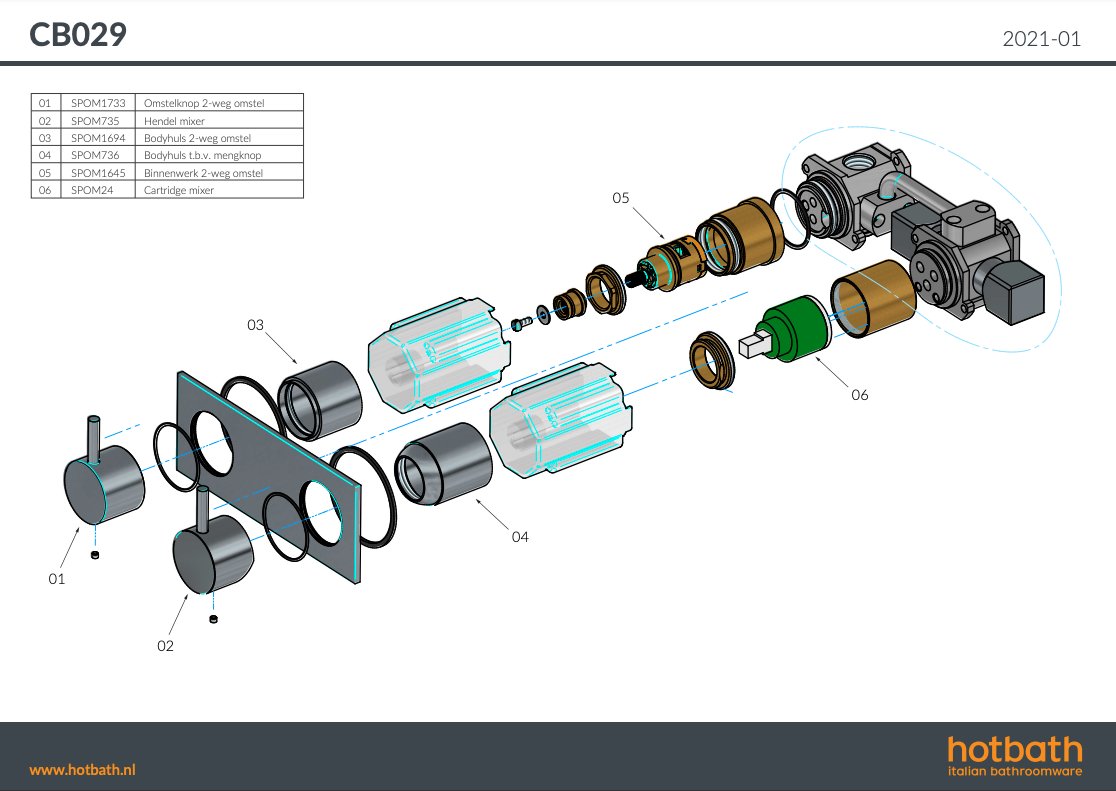 Hotbath Cobber Afbouwdeel Inbouwthermostaat - Met 2 Stopkranen - Geborsteld messing PVD - CB029EXTBBP - Afbeelding 5