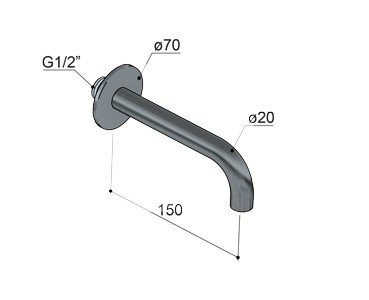 Hotbath Cobber CB095 universele uitloop - 15cm - geborsteld messing - CB095-15BB - Afbeelding 2