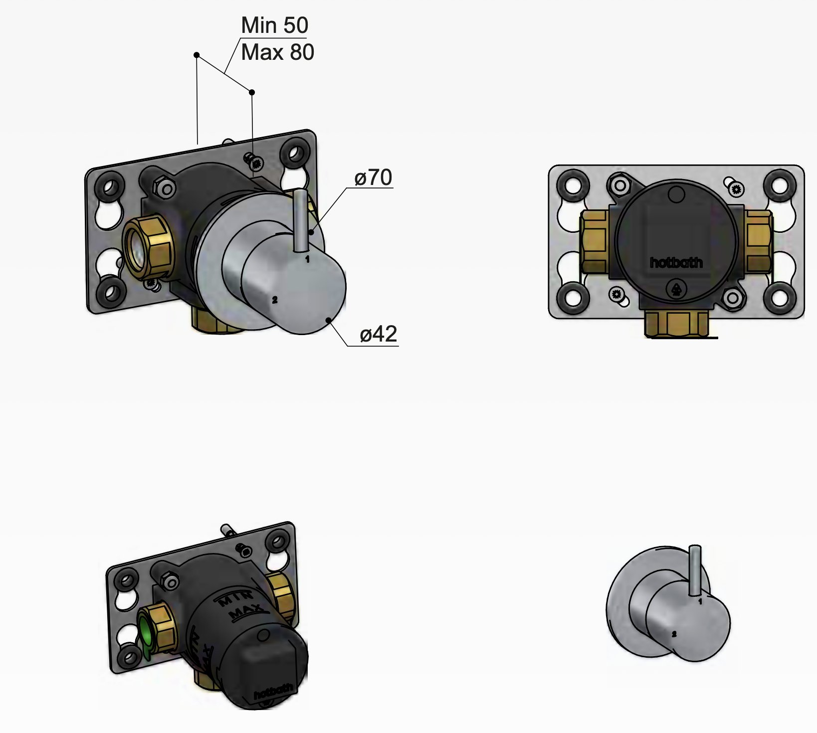 Hotbath Cobber Omstelkraan - Geborsteld messing PVD - CB111EXTBBP - Afbeelding 2
