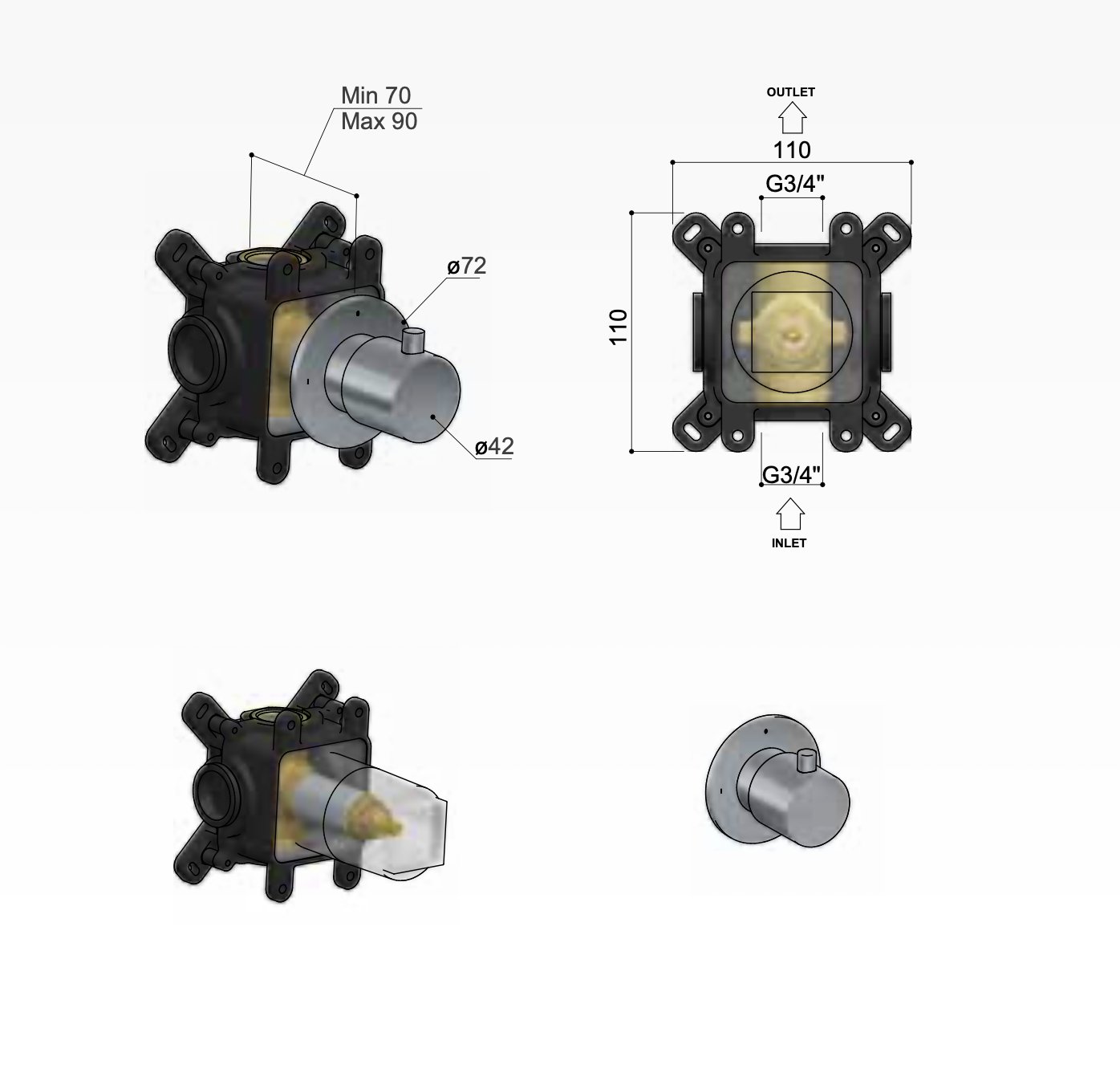 Hotbath Cobber Stopkraan - Verouderd messing - CB7068EXTAB - Afbeelding 2