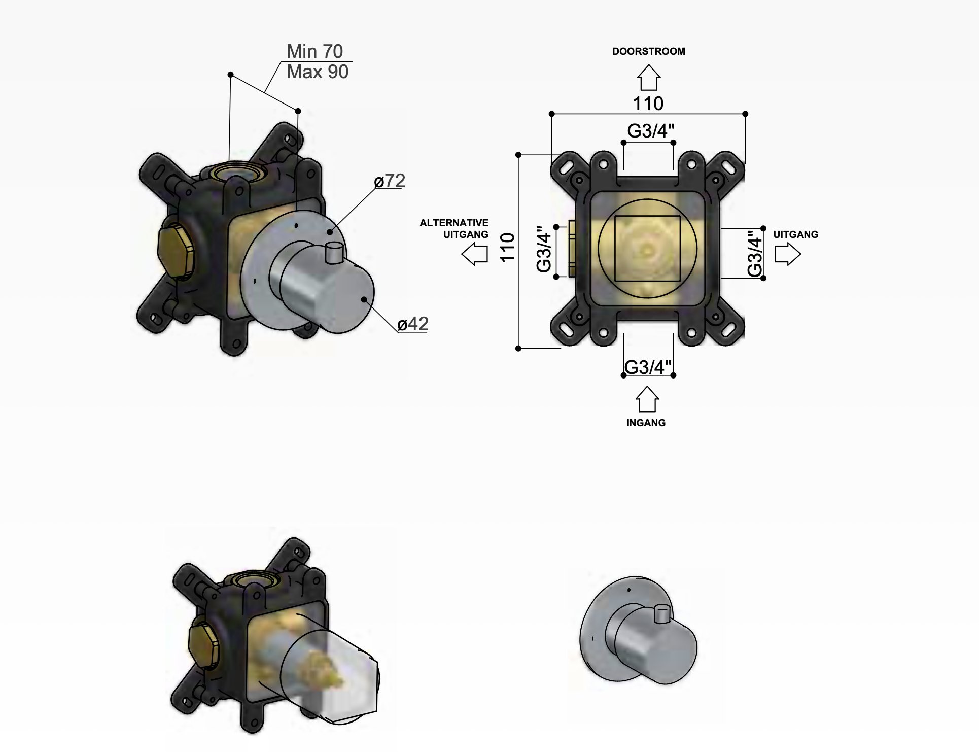 Hotbath Cobber Stopkraan - Geborsteld nikkel - CB7069EXTGN - Afbeelding 2