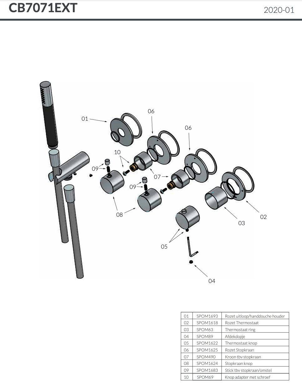 Hotbath Cobber Thermostaat Set - Met 2 Stopkranen - Chroom - CB7071EXTCR - Afbeelding 2