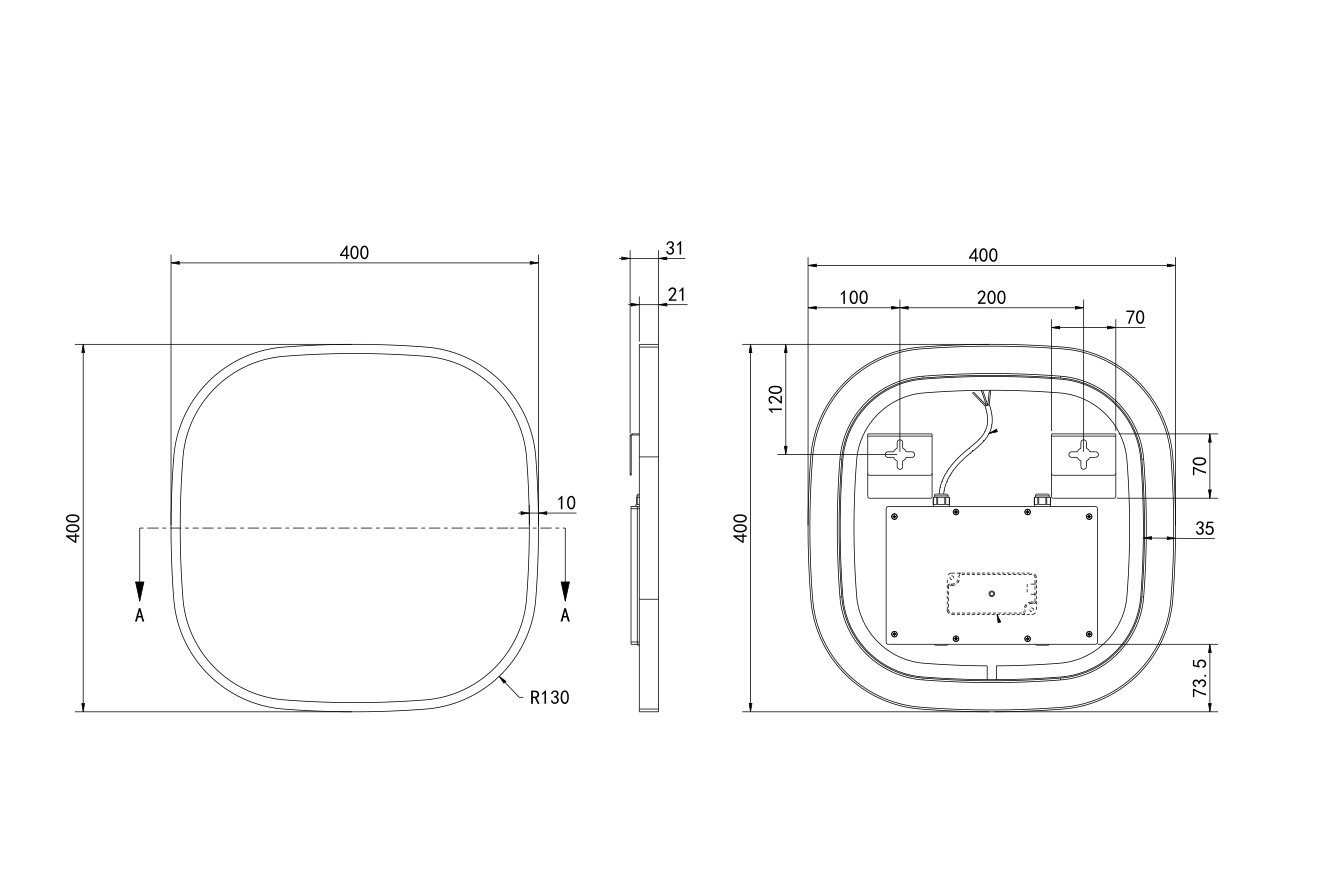Hotbath &More toiletspiegel contour 40x40cm indirecte verlichting - mat wit - CON40WH - Afbeelding 2