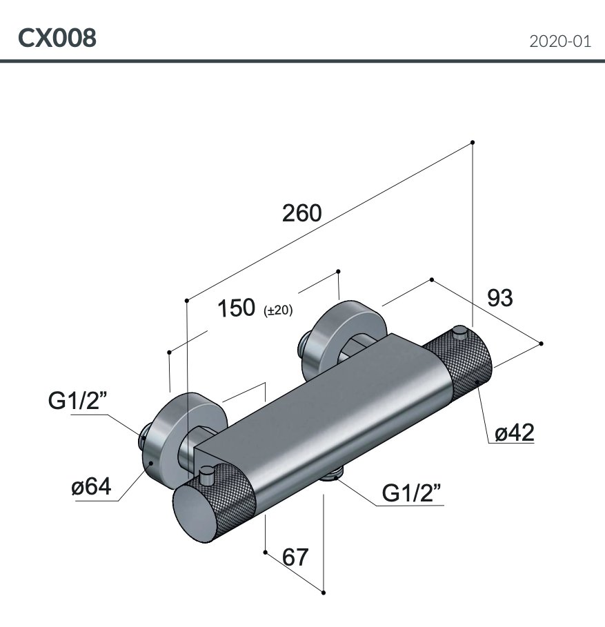 Hotbath Cobber X Douchemengkraan - Thermostatisch - Geborsteld koper PVD - CX008BCP - Afbeelding 2