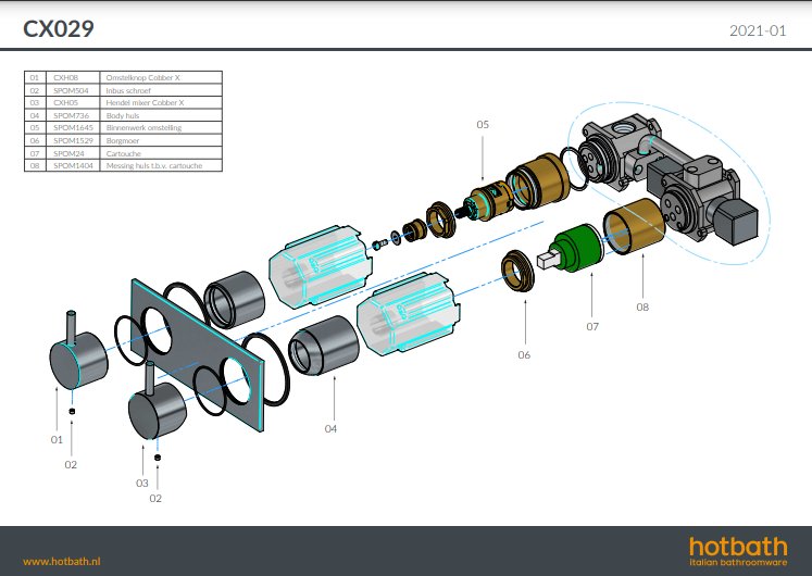 Hotbath Cobber X Inbouw badkraan - Zonder Uitloop - Geborsteld messing PVD - CX029BBP - Afbeelding 4
