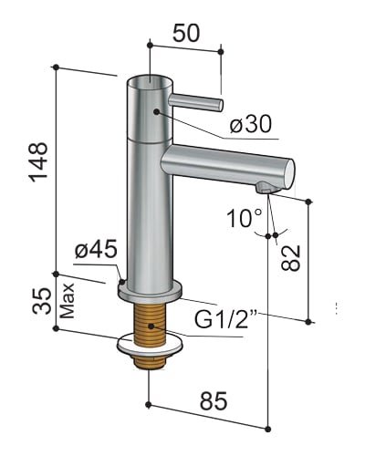 Hotbath Cobber Opbouw Fonteinkraan - Geborsteld messing PVD - E001BBP - Afbeelding 2