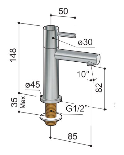 Hotbath Cobber E001 fonteinkraan - Geborsteld zwart PVD - E001MBP - Afbeelding 2