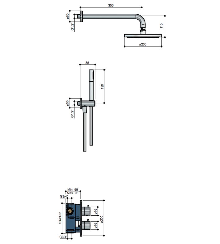 Hotbath Buddy Inbouw Doucheset - 25 cm Hoofddouche - Staafmodel Handdouche - Plafondbuis 30cm - Zonder Glijstang - Chroom - IBS1ACR34 - Afbeelding 4