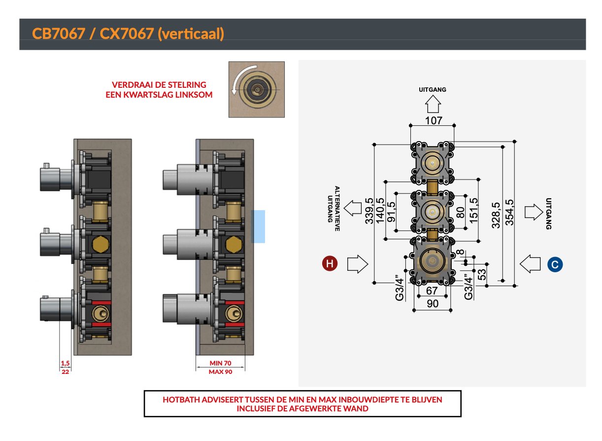 Hotbath Cobber X Inbouw Doucheset - 20 cm Hoofddouche - Rond Model Handdouche - Wandarm - Zonder Glijstang - Geborsteld nikkel - IBSX70GN1 - Afbeelding 2