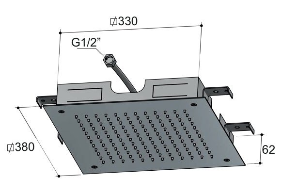 Hotbath Mate Hoofddouche - 38 cm - Geborsteld nikkel - M110GN - Afbeelding 2
