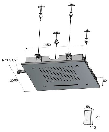 Hotbath Mate Hoofddouche - 50 cm - Geborsteld nikkel - M146GN - Afbeelding 2