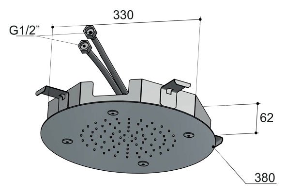Hotbath Mate Hoofddouche - 38 cm - Geborsteld nikkel - M196GN - Afbeelding 2