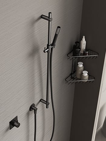 Hotbath Cobber Glijstangset - 90 cm - Met Handdouche - Geborsteld messing PVD - M317BBP - Afbeelding 2