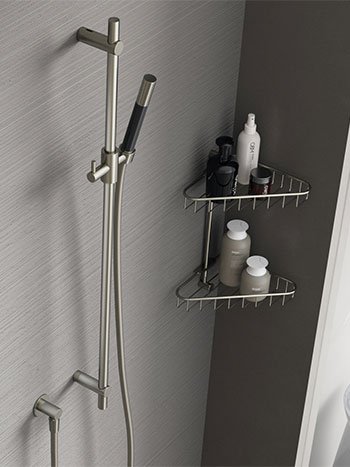 Hotbath Cobber Glijstangset - 90 cm - Met Handdouche - Geborsteld messing - M317BB - Afbeelding 2