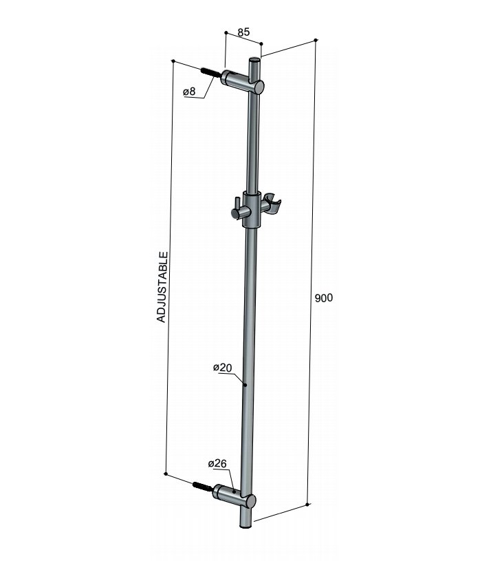 Hotbath Cobber Glijstang - 90 cm - Verouderd messing - M311AB - Afbeelding 3