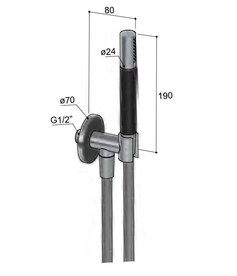 Hotbath Cobber M440 handdouche set met watertoevoer - geborsteld zwart PVD - M440MBP - Afbeelding 2