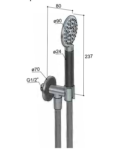 Hotbath Cobber M442 handdouche set rond met watertoevoer - geborsteld zwart PVD - M442MBP - Afbeelding 2