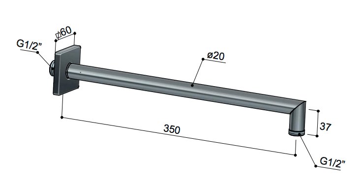Hotbath Mate Wandarm - 35 cm - Chroom - M451CR - Afbeelding 2