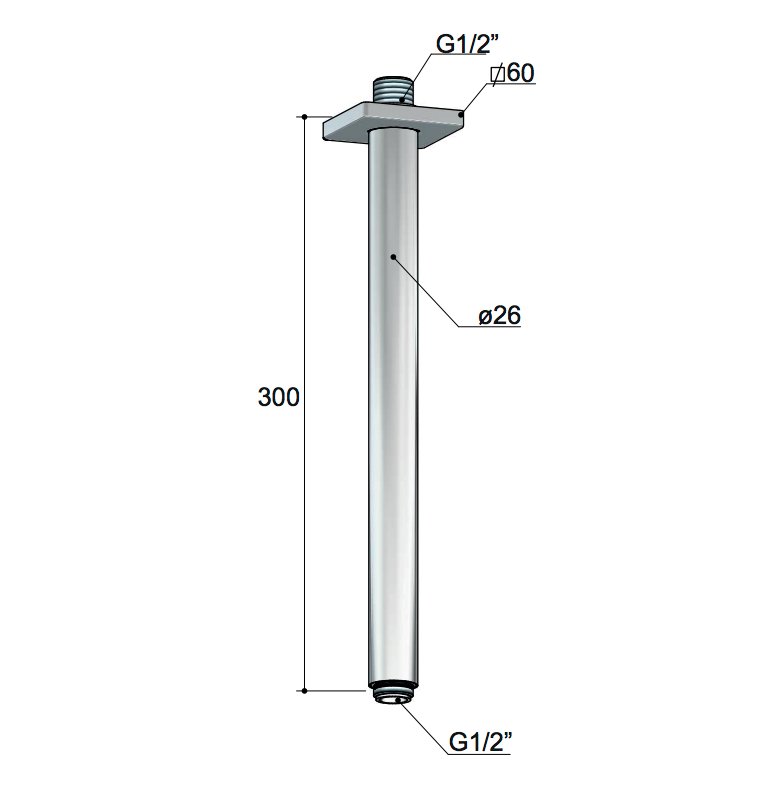 Hotbath Mate Plafondbuis - 30 cm - Chroom - M456CR - Afbeelding 2