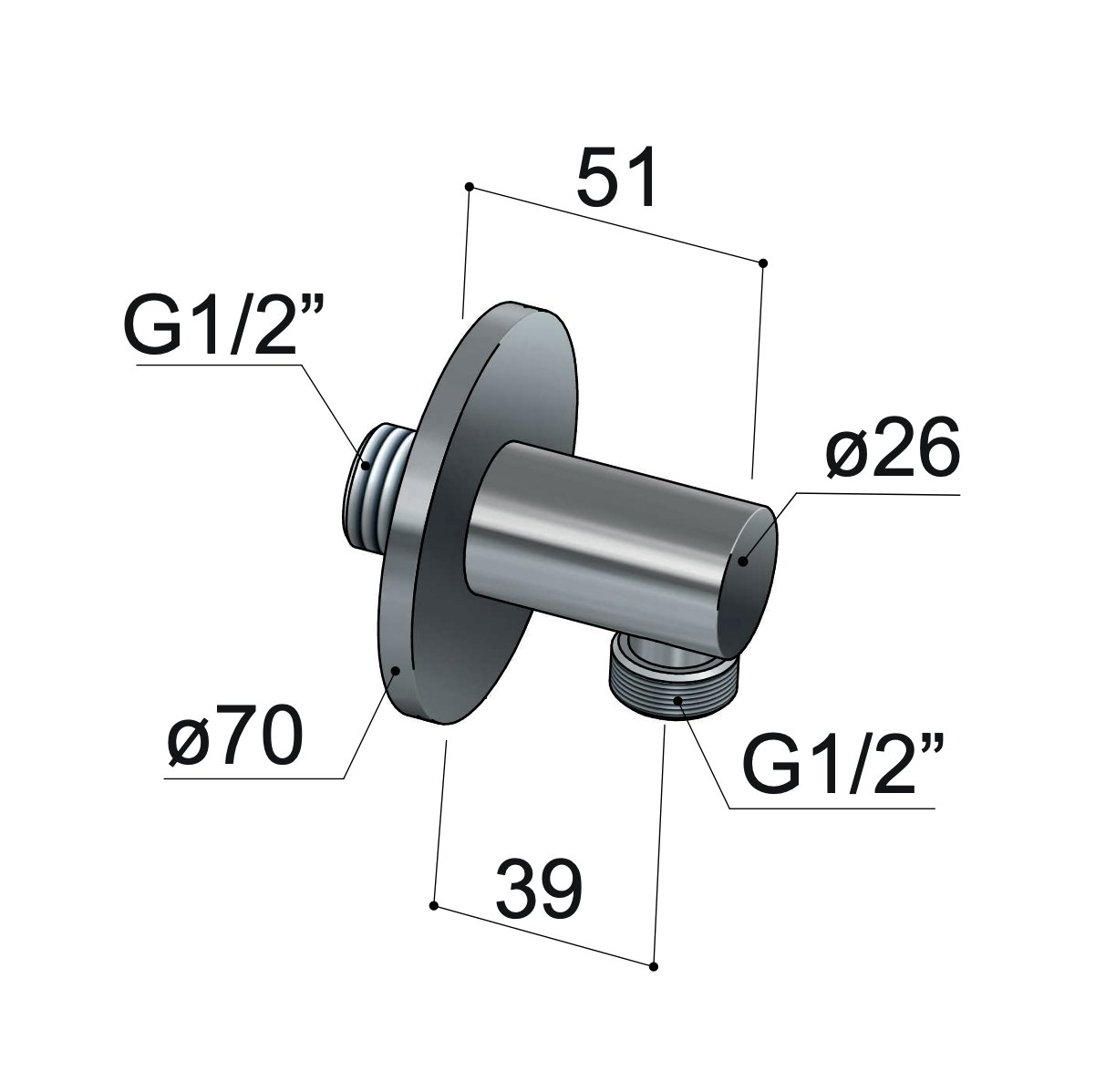 Hotbath Cobber Wanduitlaat - Geborsteld messing - M517BB - Afbeelding 2