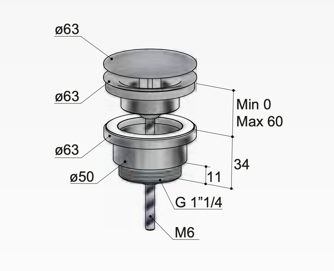 Hotbath Ace Open plug - Geborsteld zwart PVD - P708MBP - Afbeelding 3