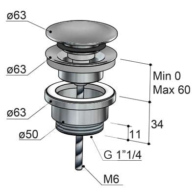 Hotbath Cobber Klikplug - Geborsteld messing - P710BB - Afbeelding 2