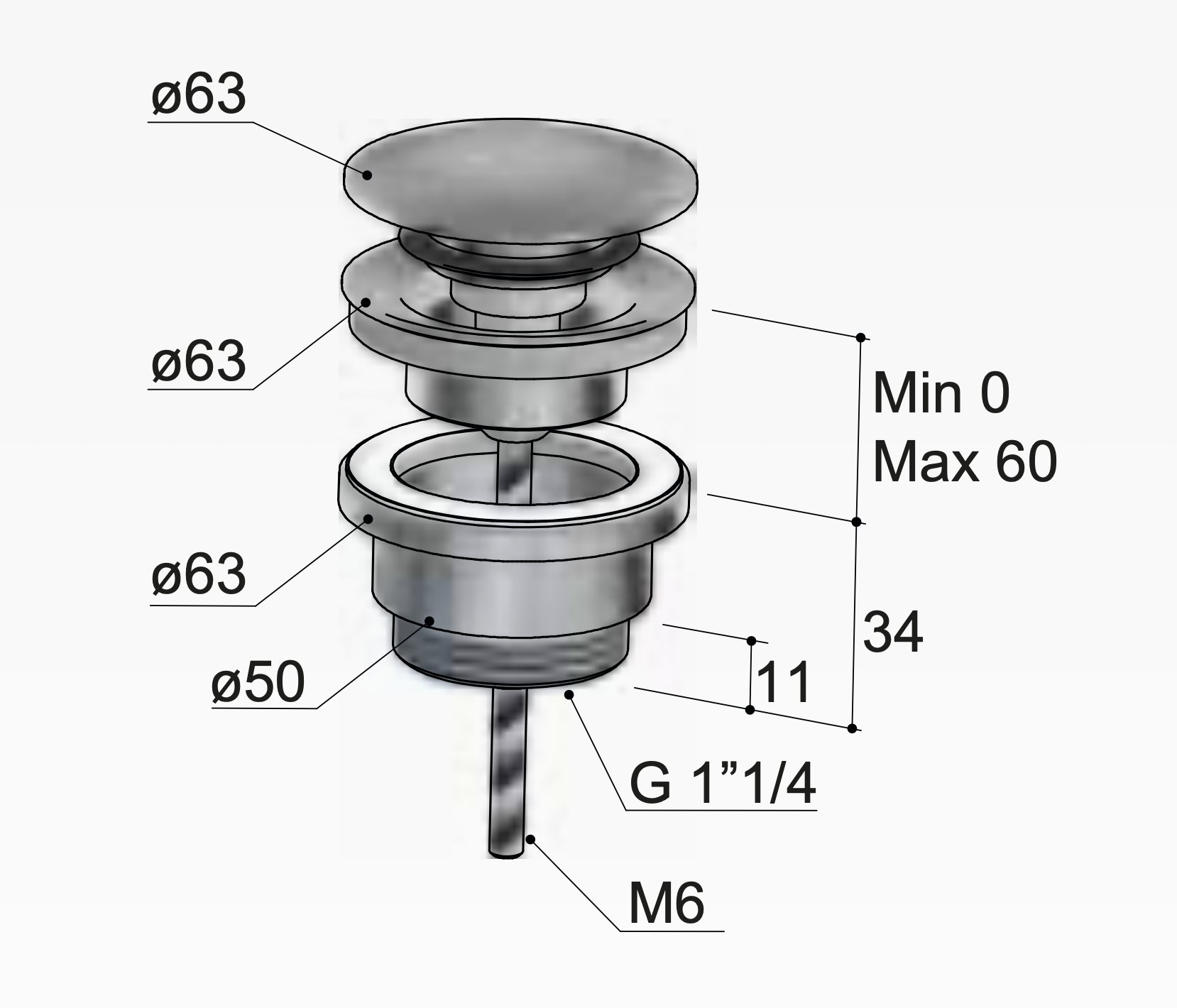 Hotbath Ace Klikplug - Geborsteld zwart PVD - P710MBP - Afbeelding 3