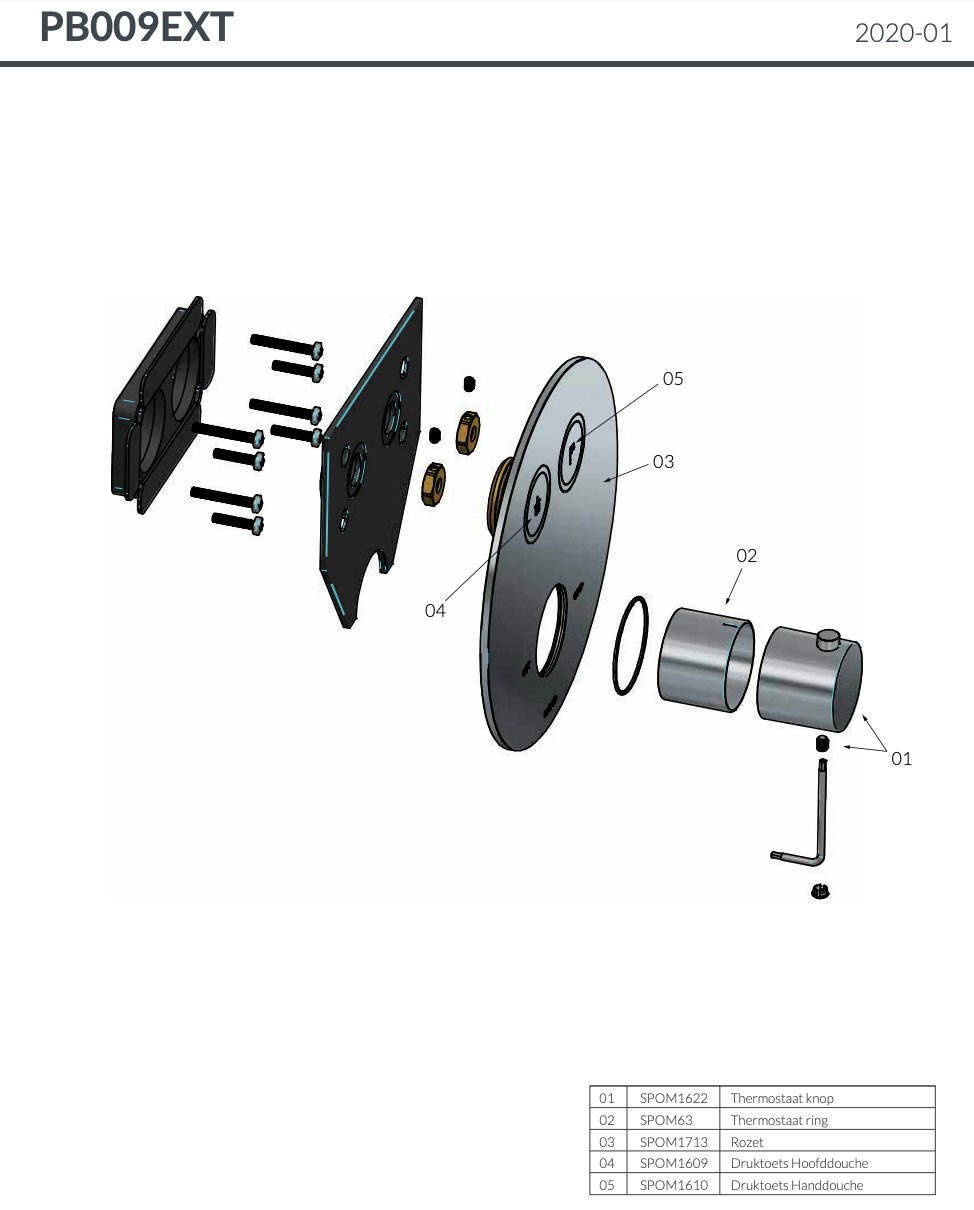 Hotbath Cobber Afbouwdeel Inbouwthermostaat - Met 2 Stopkranen - Chroom - PB009EXTCR - Afbeelding 2