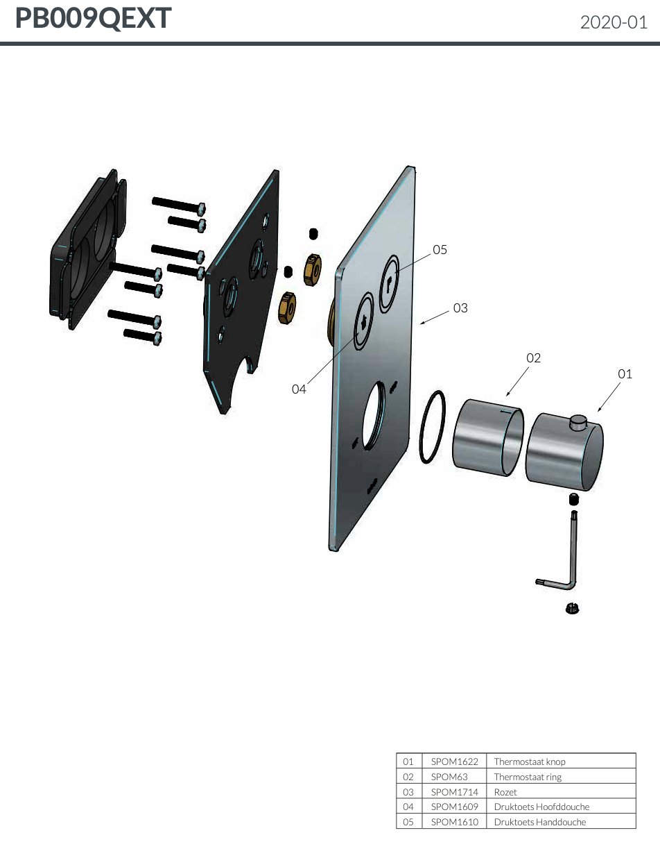 Hotbath Cobber Afbouwdeel Inbouwthermostaat - Met 2 Stopkranen - Mat wit - PB009QEXTWH - Afbeelding 3
