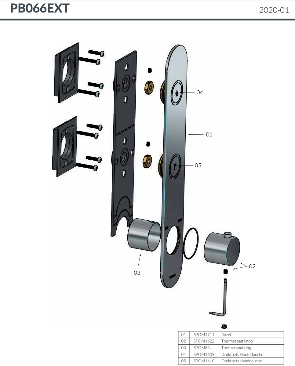 Hotbath Cobber Afbouwdeel Inbouwthermostaat - Met 2 Stopkranen - Mat wit - PB066EXTWH - Afbeelding 5