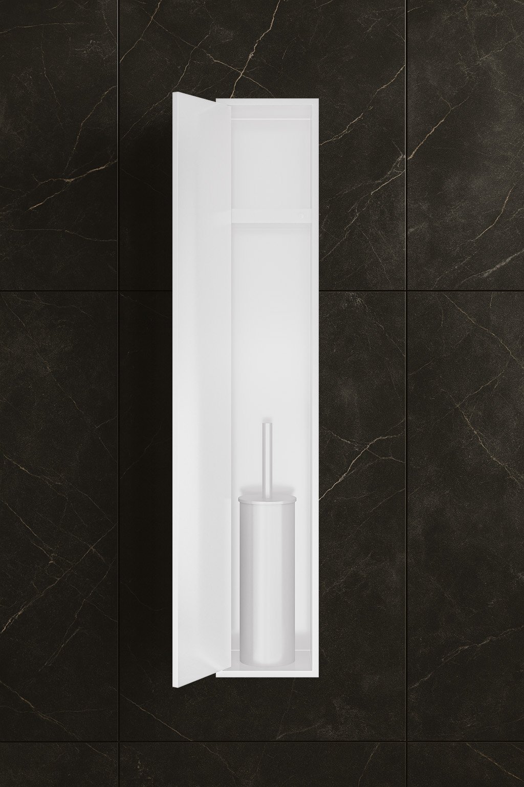 Hotbath &More PH060B inbouwnis / inbouw toiletborstelhouder 16x60x12,6cm - mat wit - PH060BWH - Afbeelding 2