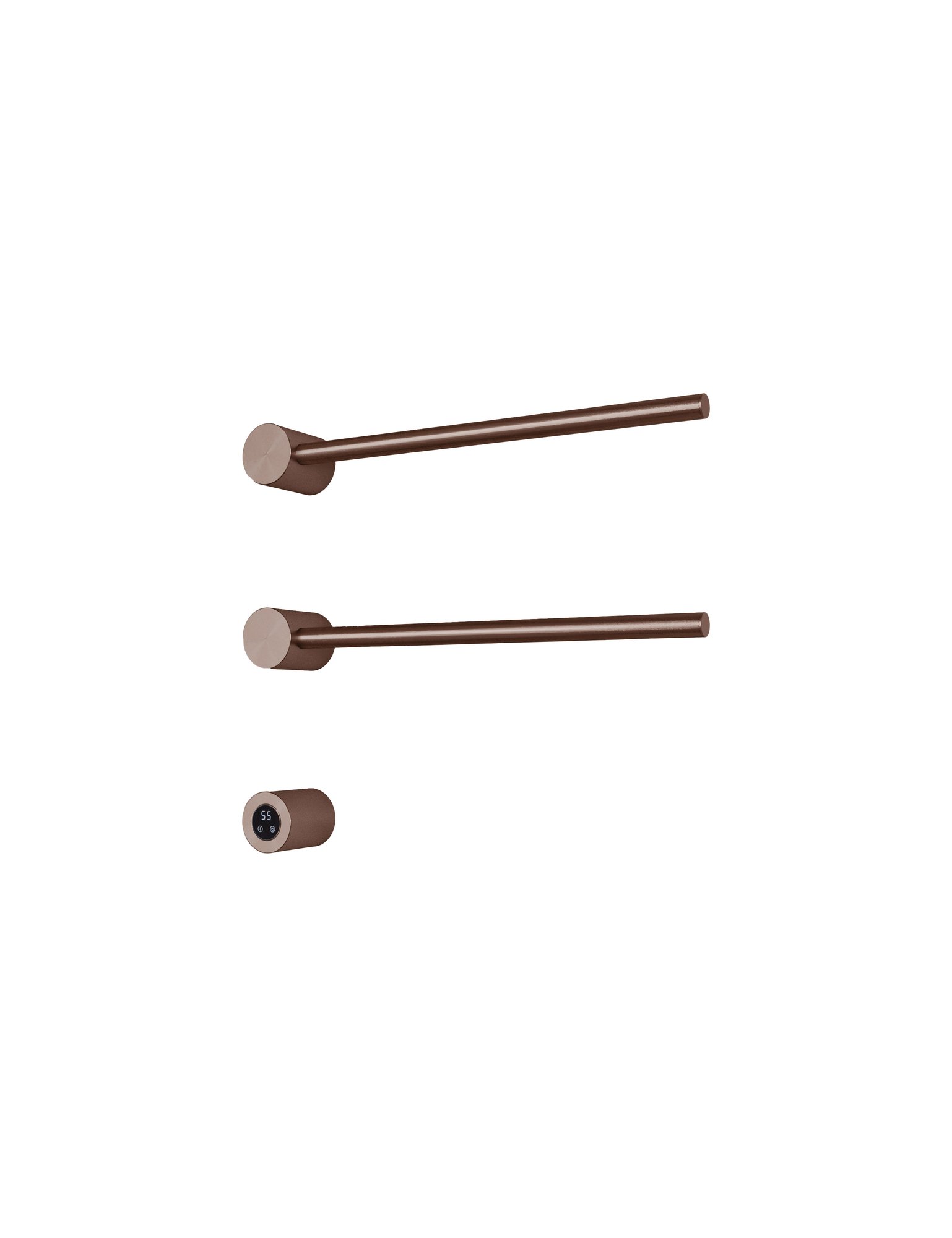 Hotbath &More Rails RARH50 Round handdoekwarmerset 50cm - 2 stangen - geborsteld koper PVD - RARH50-2BCP - Afbeelding 2