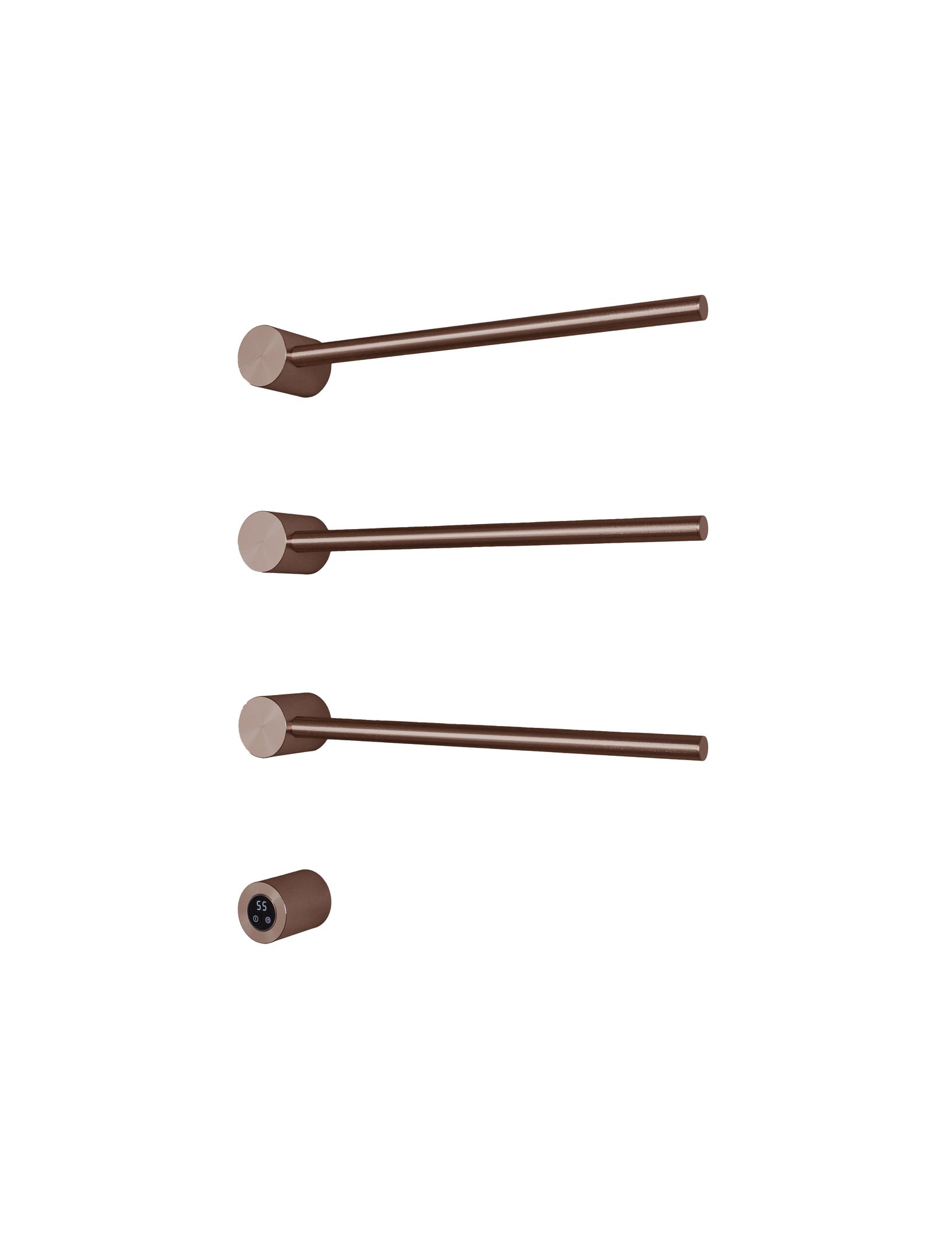 Hotbath &More Rails RARH50 Round handdoekwarmerset 50cm - 3 stangen - geborsteld koper PVD - RARH50-3BCP - Afbeelding 2