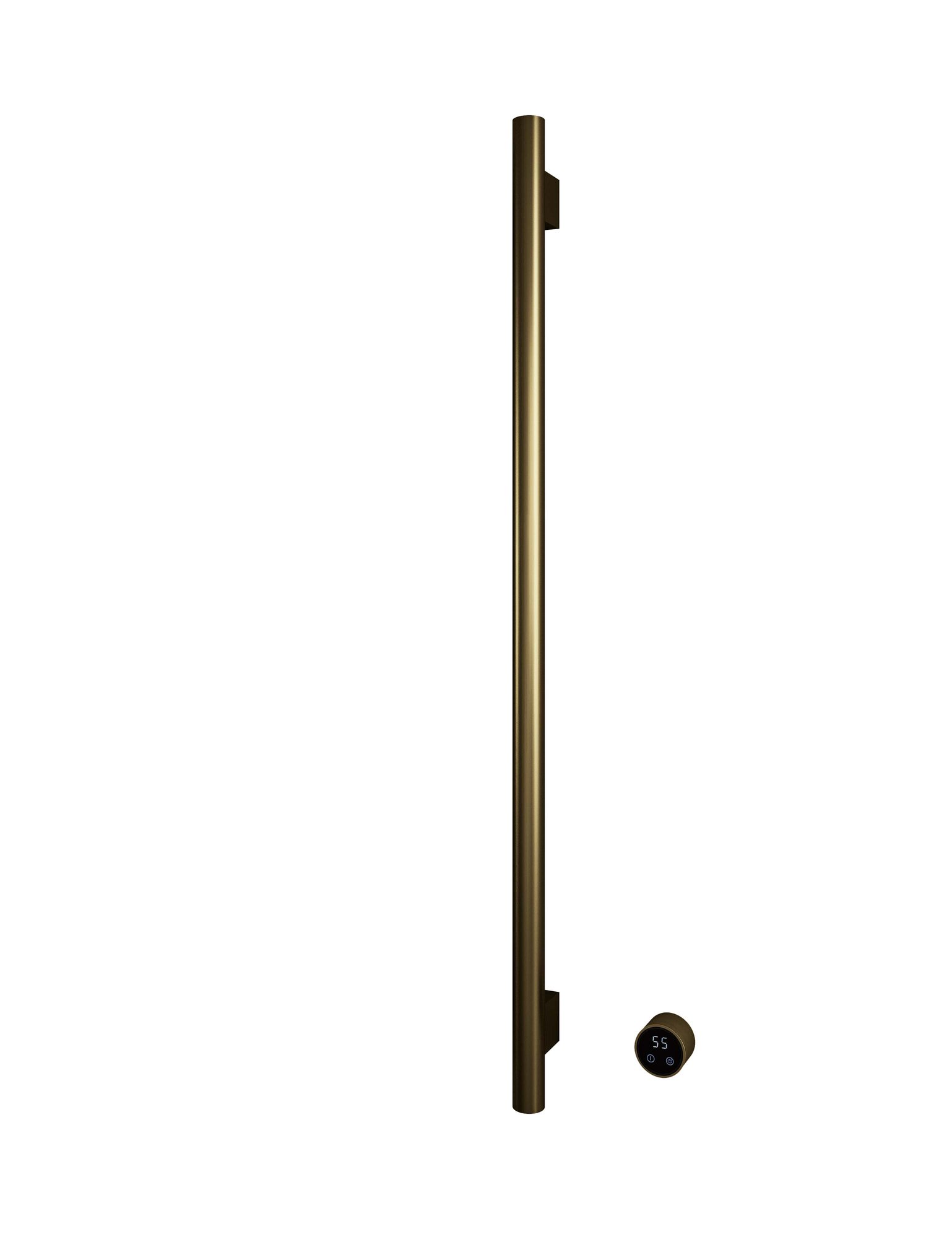 Hotbath &More Rails RARV135 Round handdoekwarmerset 135cm - 1 stang - geborsteld messing PVD - RARV135-1BBP - Afbeelding 2