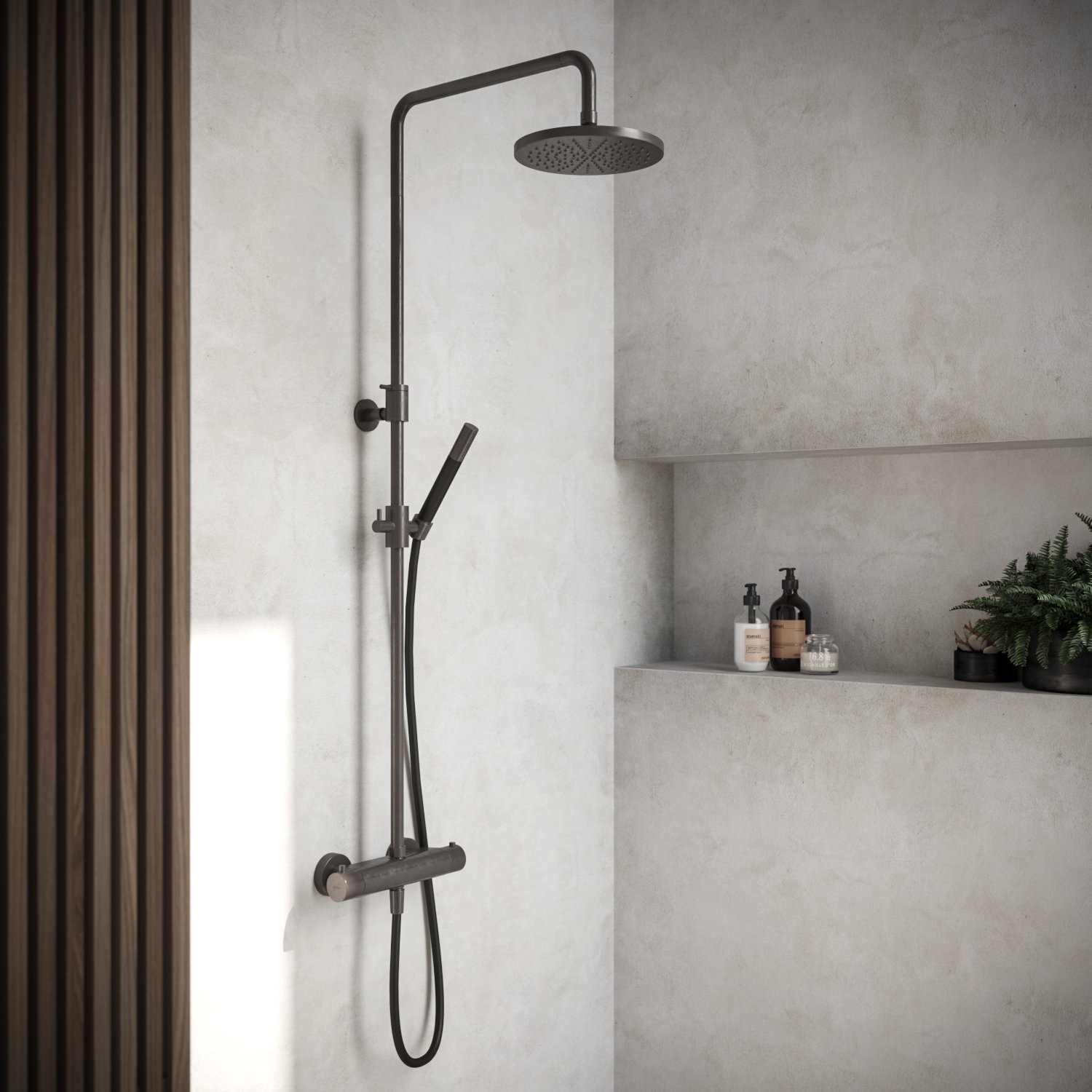 Hotbath Cobber Regendoucheset - 20 cm Hoofddouche - Rond Model Handdouche - Verouderd ijzer - SDS9AI1 - Afbeelding 2