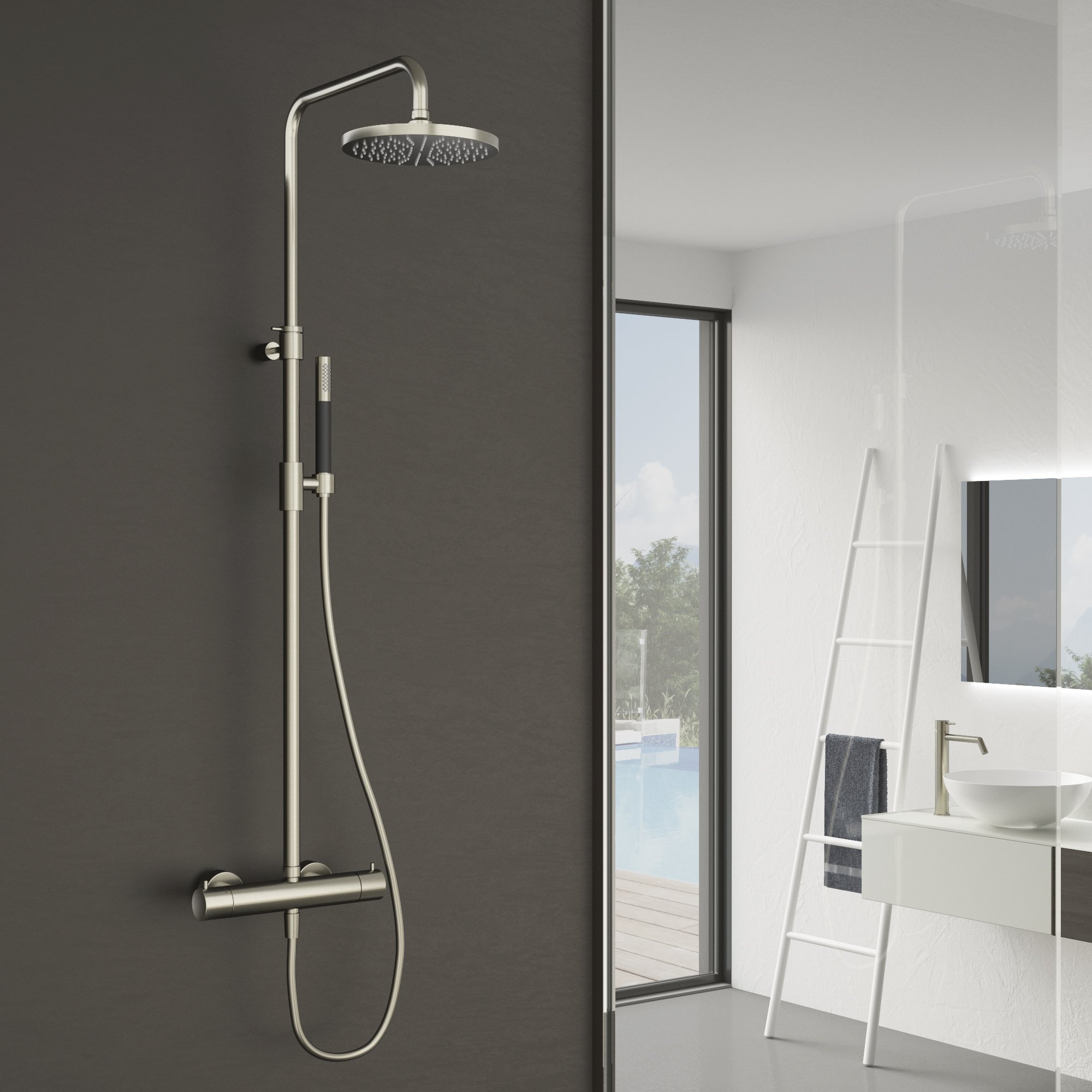 Hotbath Cobber Regendoucheset - 30 cm Hoofddouche - Rond Model Handdouche - Geborsteld nikkel - SDS9GN15 - Afbeelding 2