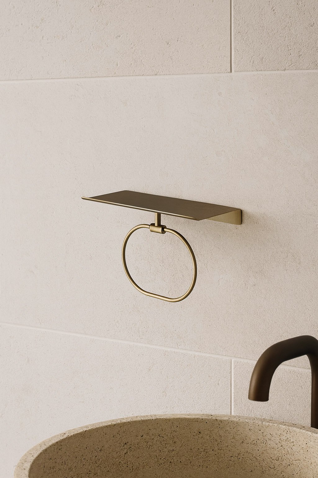 Hotbath &More SHA08 handdoekring voor planchet - geborsteld messing PVD - SHA08BBP - Afbeelding 2