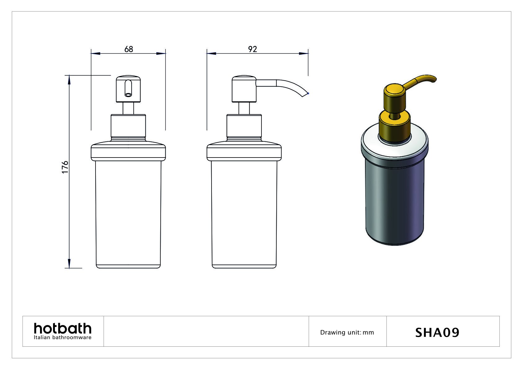 Hotbath &More SHA09 zeepdispenser gematteerd glas voor planchet - tuscan bronze - SHA09TB - Afbeelding 2