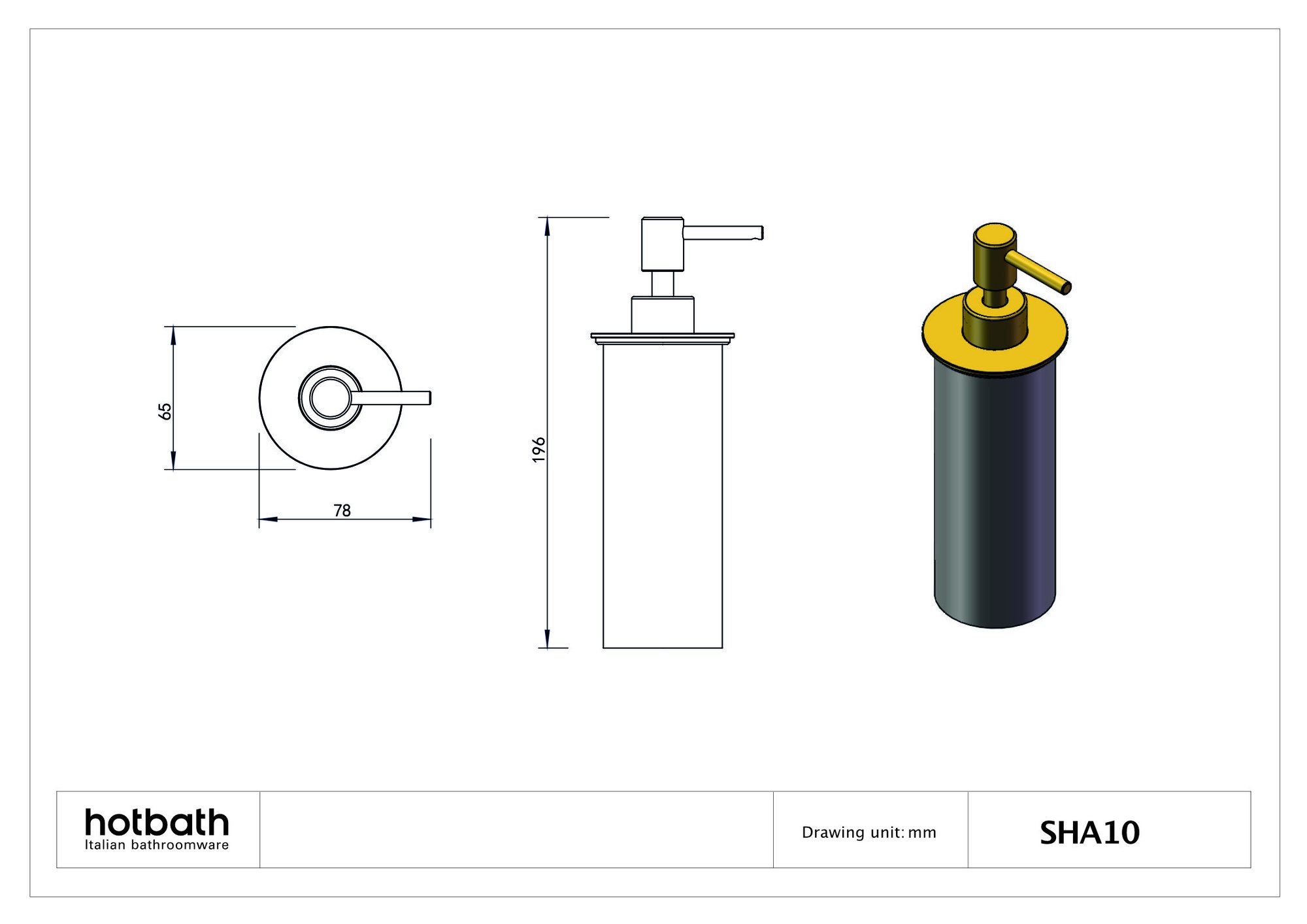 Hotbath &More SHA10 zeepdispenser messing voor planchet - geborsteld koper PVD - SHA10BCP - Afbeelding 2