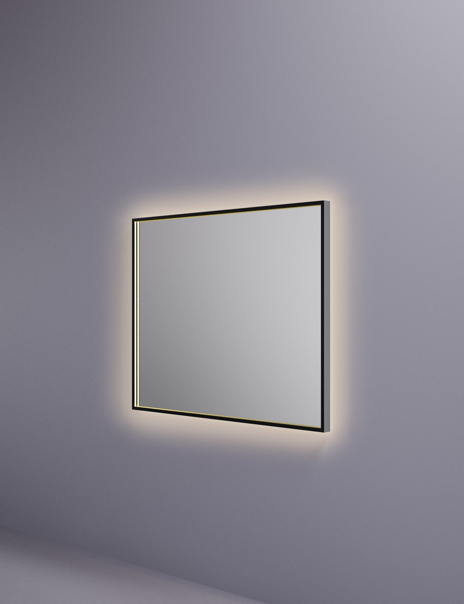 Hotbath &More spiegel square 100x80cm directe & indirecte verlichting - geborsteld zwart PVD - SQU180MBP - Afbeelding 2
