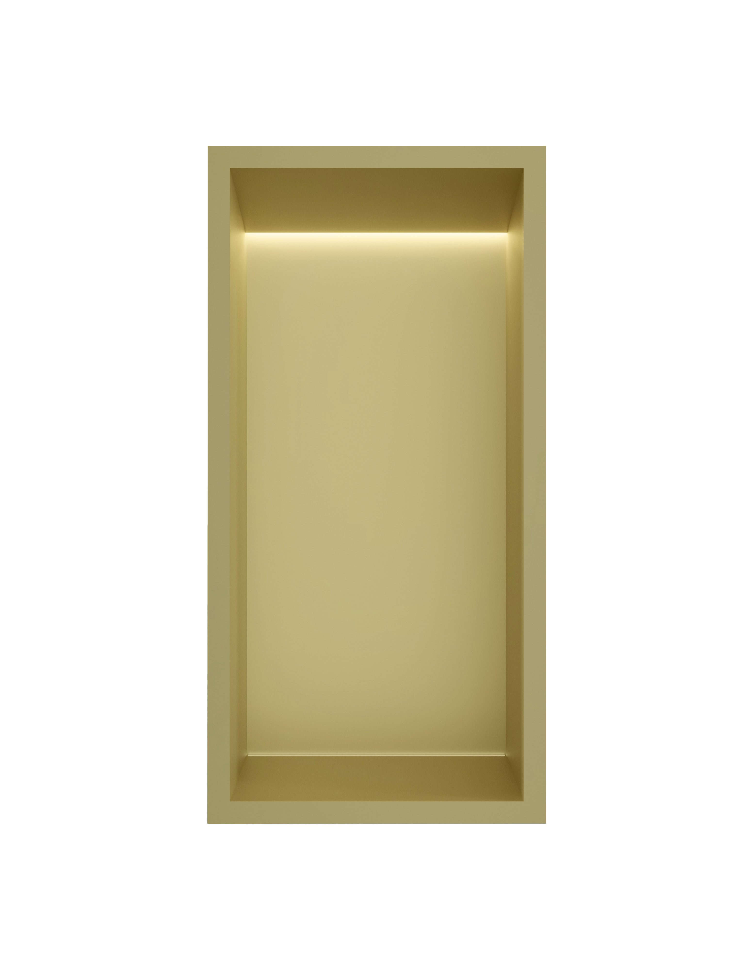 Hotbath &More inbouwnis 30x15x10cm - met frame - LED verlichting - geborsteld messing PVD - BOX015LBBP