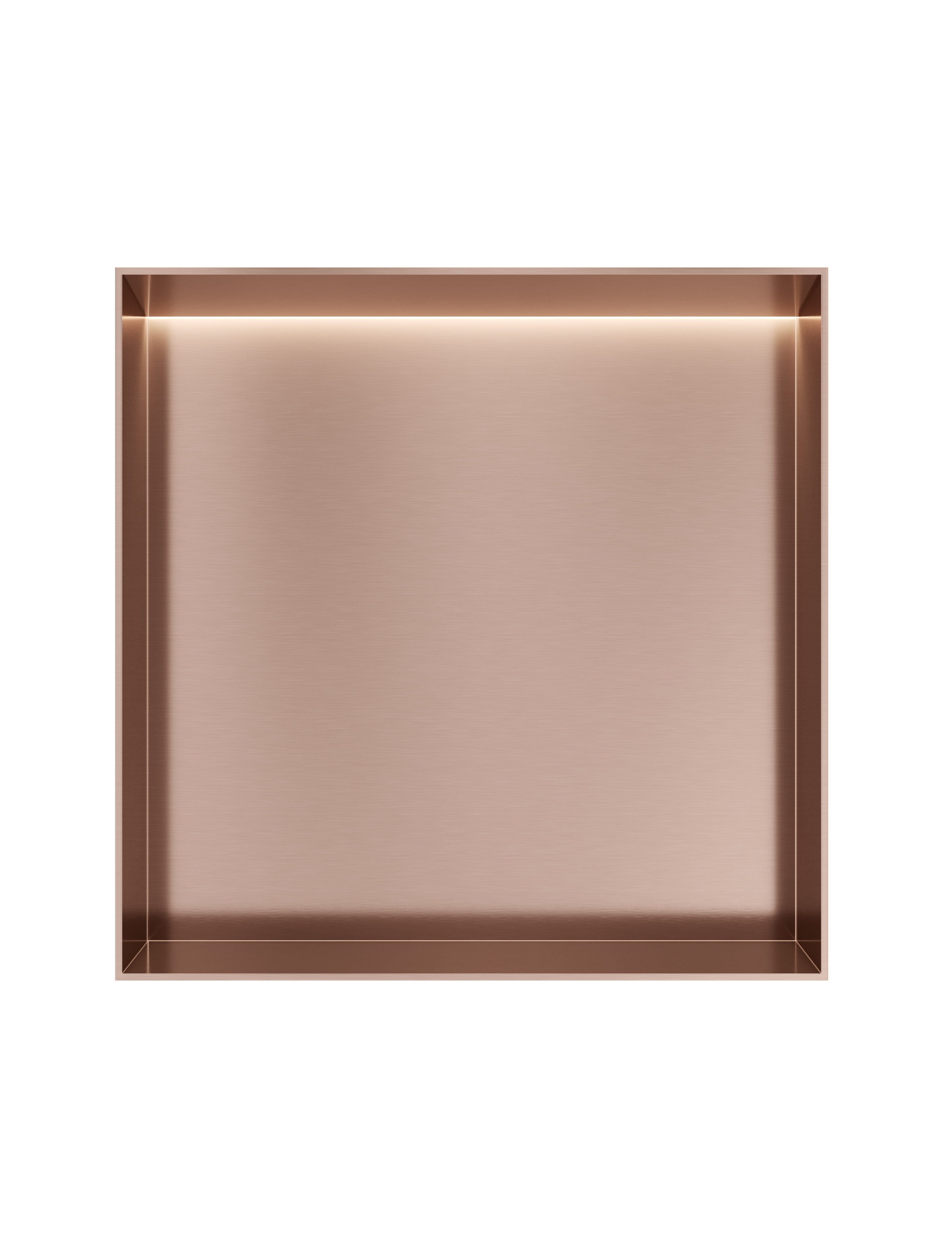 Hotbath &More inbouwnis 30x30x10cm - zonder frame - LED verlichting - geborsteld koper PVD - BOX030FLBCP
