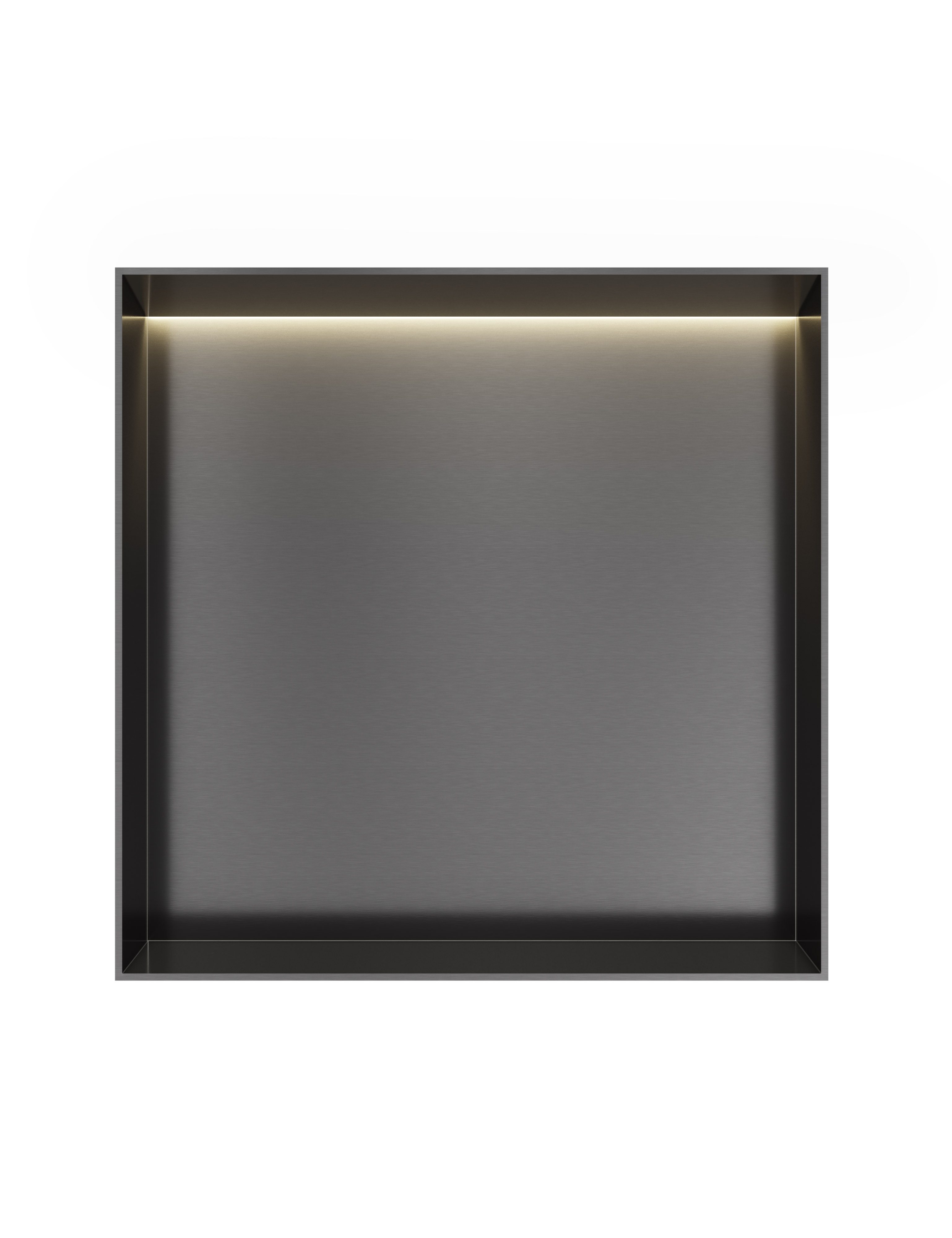 Hotbath &More inbouwnis 30x30x10cm - zonder frame - LED verlichting - geborsteld gunmetal PVD - BOX030FLBGP