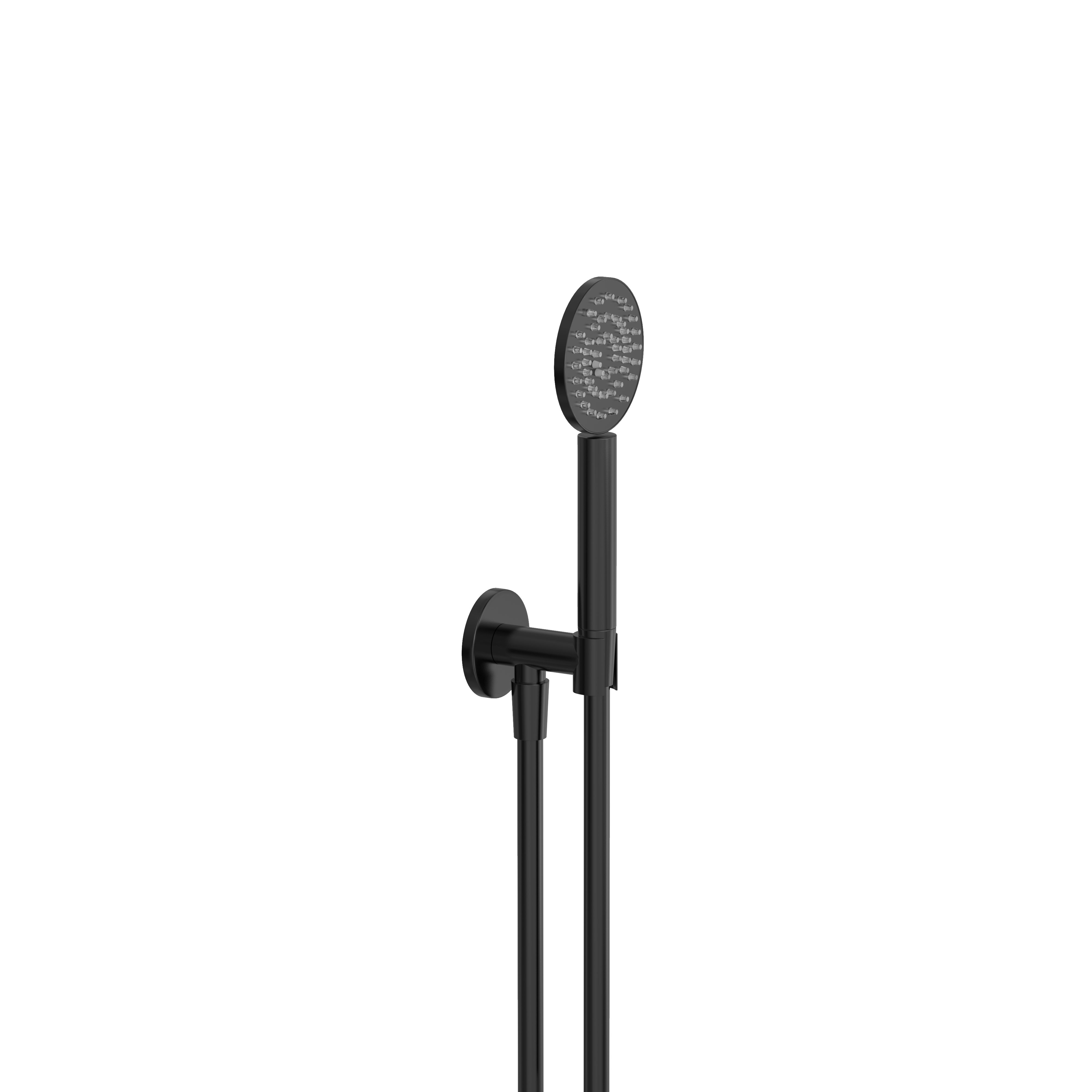 Hotbath Cobber M442 handdouche set rond met watertoevoer - geborsteld zwart PVD - M442MBP